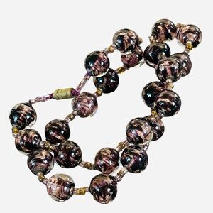 Art Deco 1930’s Italian Purple Sommerso Bead Necklace